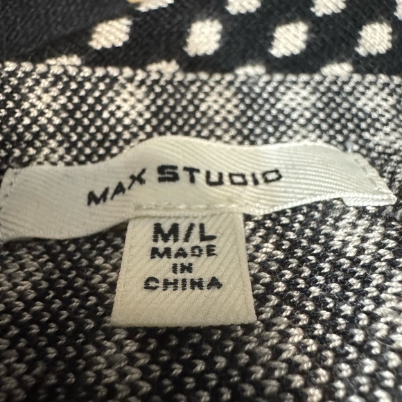 MAX STUDIO Printed Black Polka Dot mini Skirt Knit Flair Size Med/Large Holiday - Picture 7 of 12